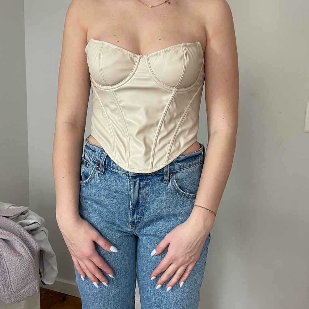 Cream Strapless Corset Top